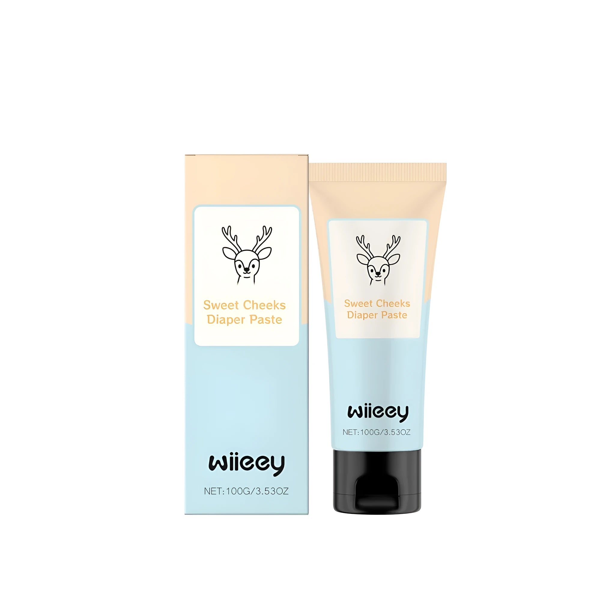 Sweet Cheeks 100g tube of baby nappy rash cream with lactobacillus ferment filtrate.