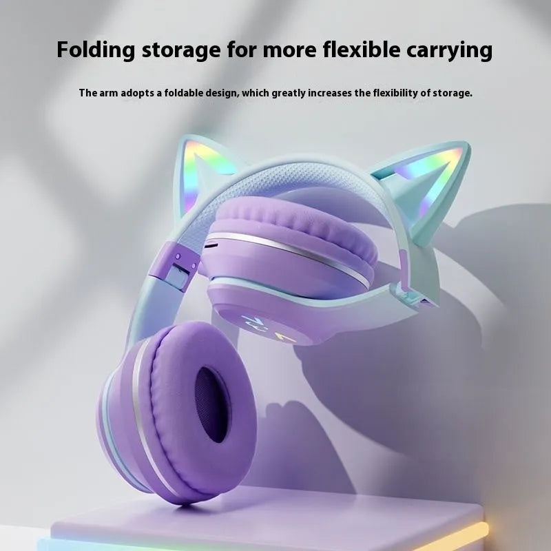 BT035C Bluetooth headset with breathing light in gradient colour, PC ABS material, head-mounted design