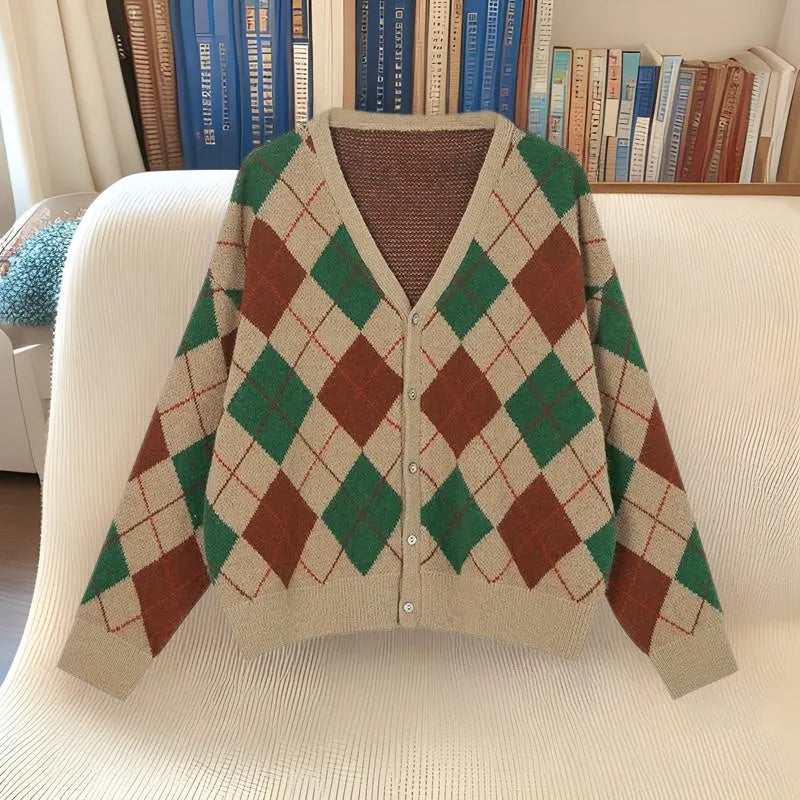Casual knitted cardigan in acrylic fabric showing free size regular cut with medium thickness and macaron colour options