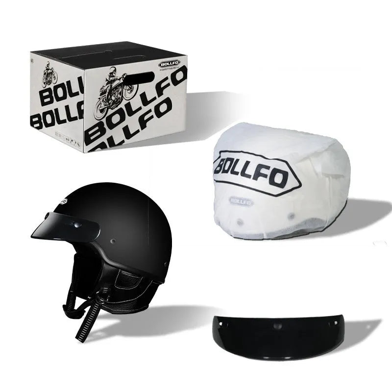 Retro style motorcycle helmet in ABS construction available in multiple colours and sizes