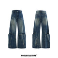 Men's Verdant Blue jeans with a retro washed burst pattern and loose curved knife fit