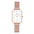Women's waterproof quartz watch with alloy case and woven steel strap