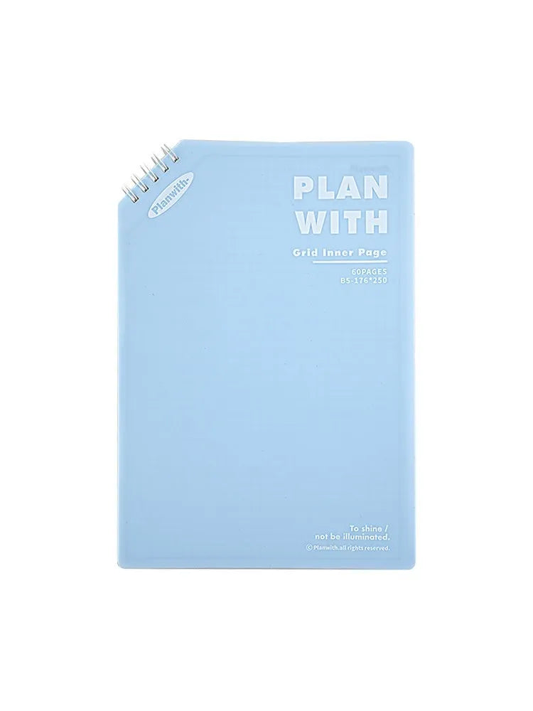 Oblique Angle artsy ins style salt series student draft notebook showing white and plaid blue cover options