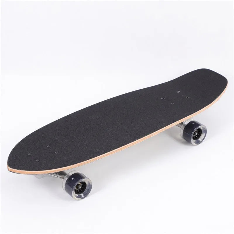 31-inch long white wooden street scooter board made from maple