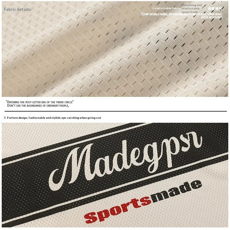 Apricot sports V-neck top with drop shoulders and letter pattern in polyester fabric