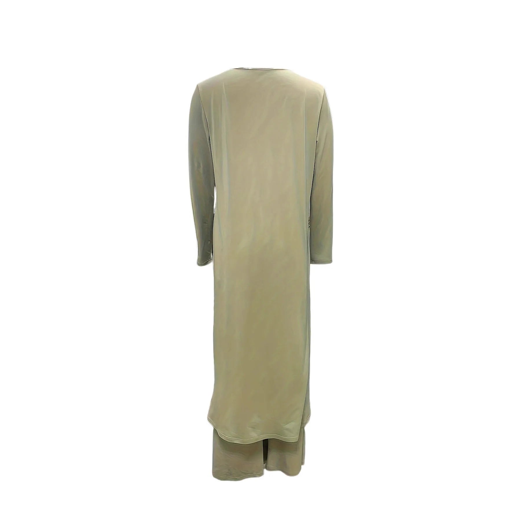 Women's black polyester two-piece lounge set with long sleeve top and loose trousers on a hanger.