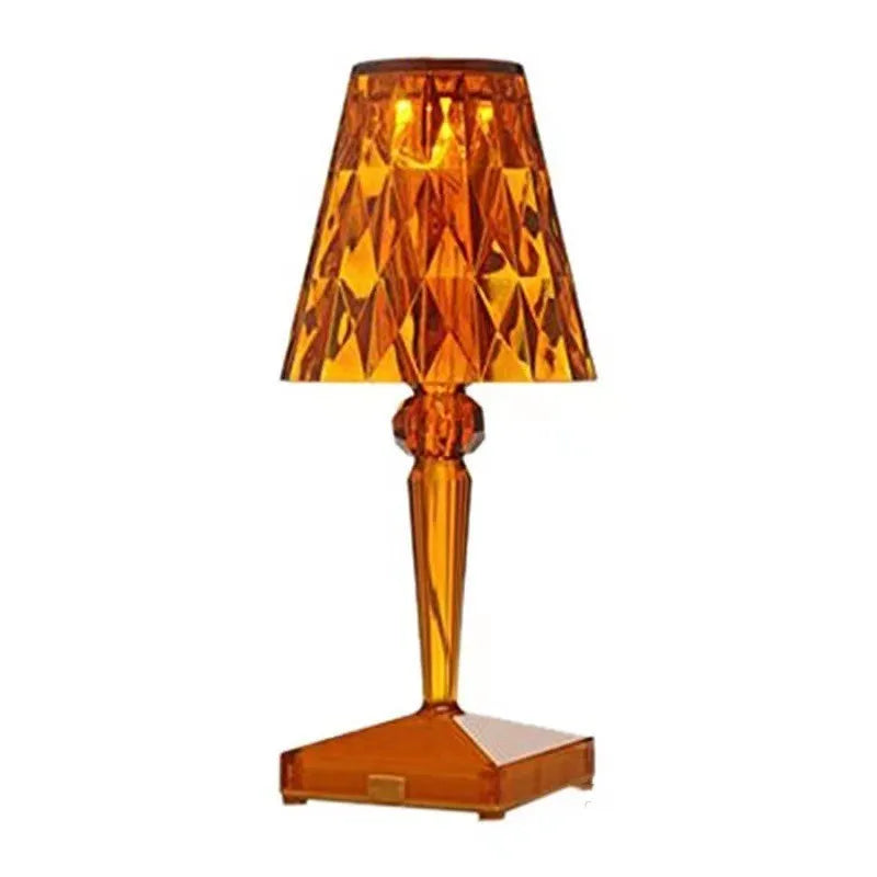 Rose gold portable touch night light with acrylic holder and rechargeable three-colour dimming
