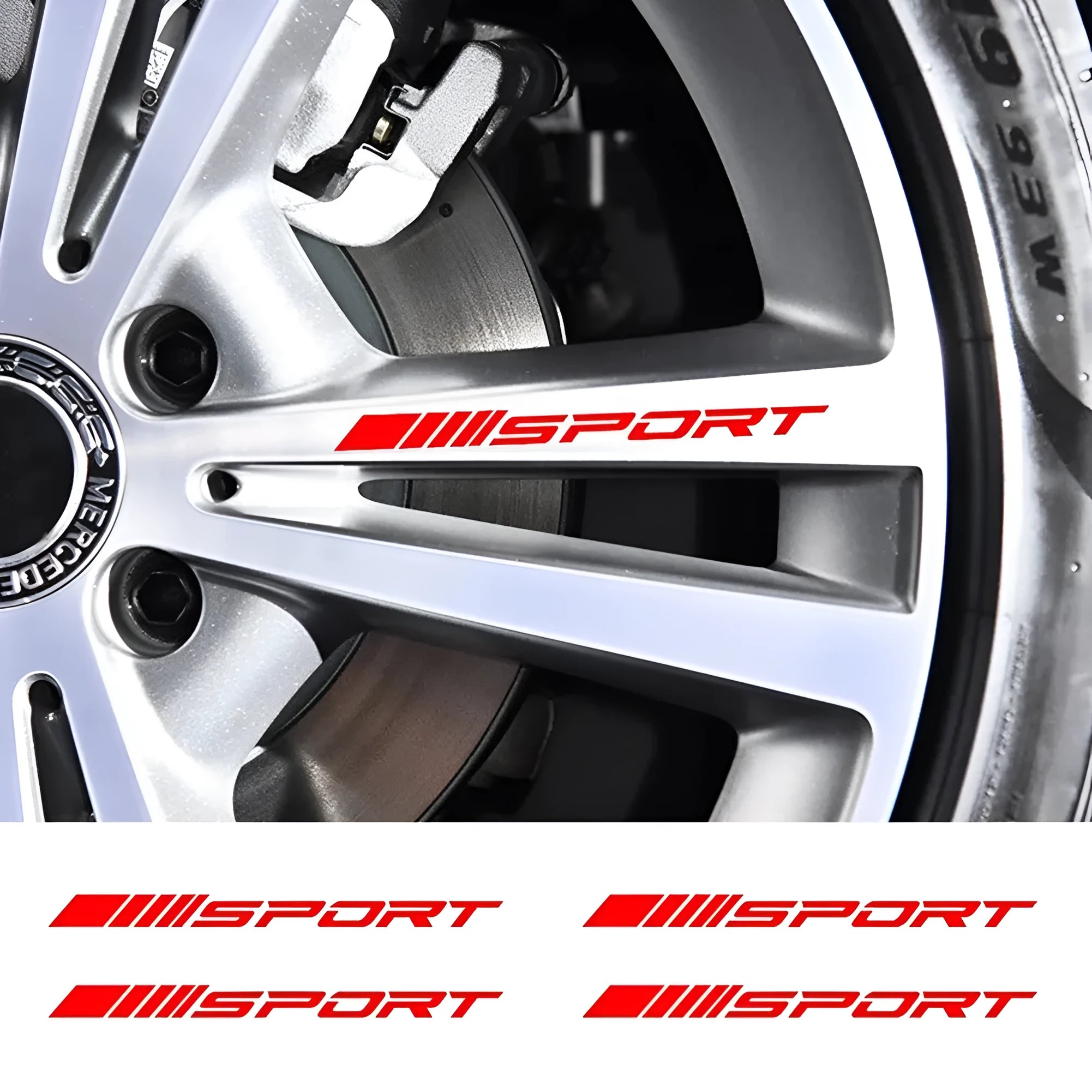 Black hollow design sports car rim sticker measuring 10cm by 0.7cm