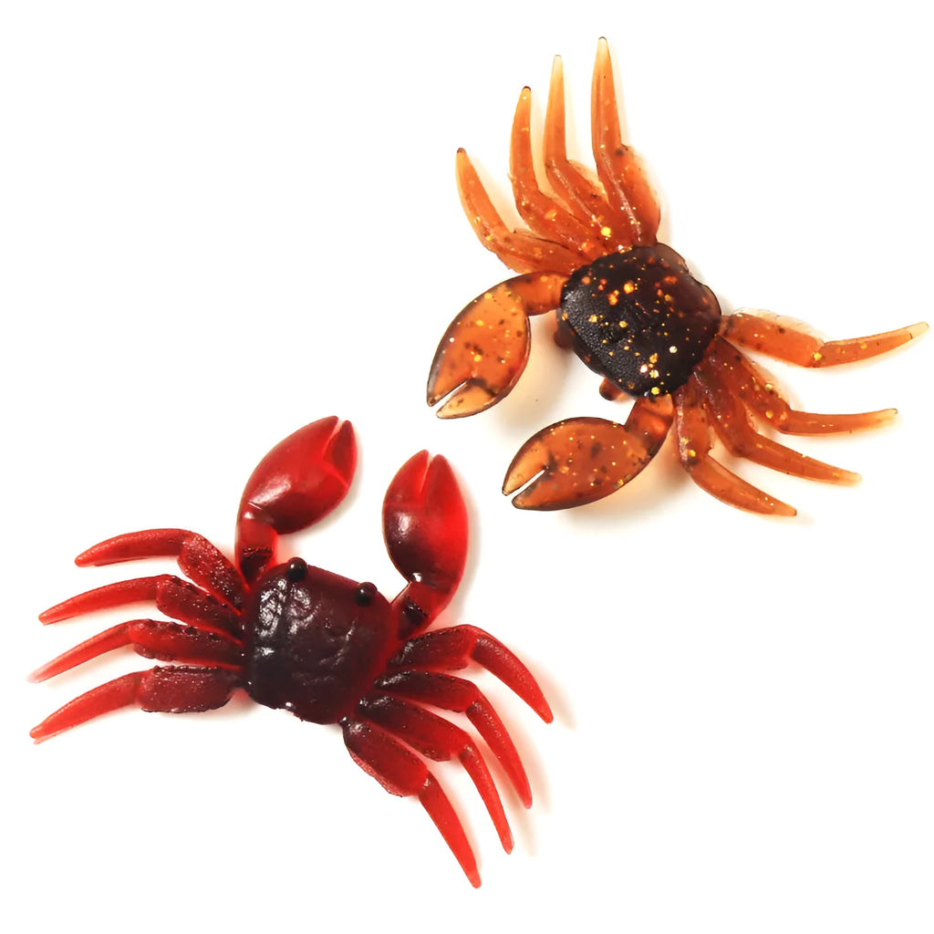 PVC software artificial crab fishing lure in red and brown, measuring 8cm in length.