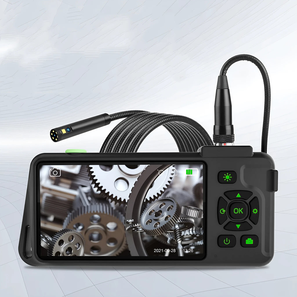 Handheld industrial endoscope with 4.5-inch screen and 5.5mm camera on 1 metre cable for pipeline inspection