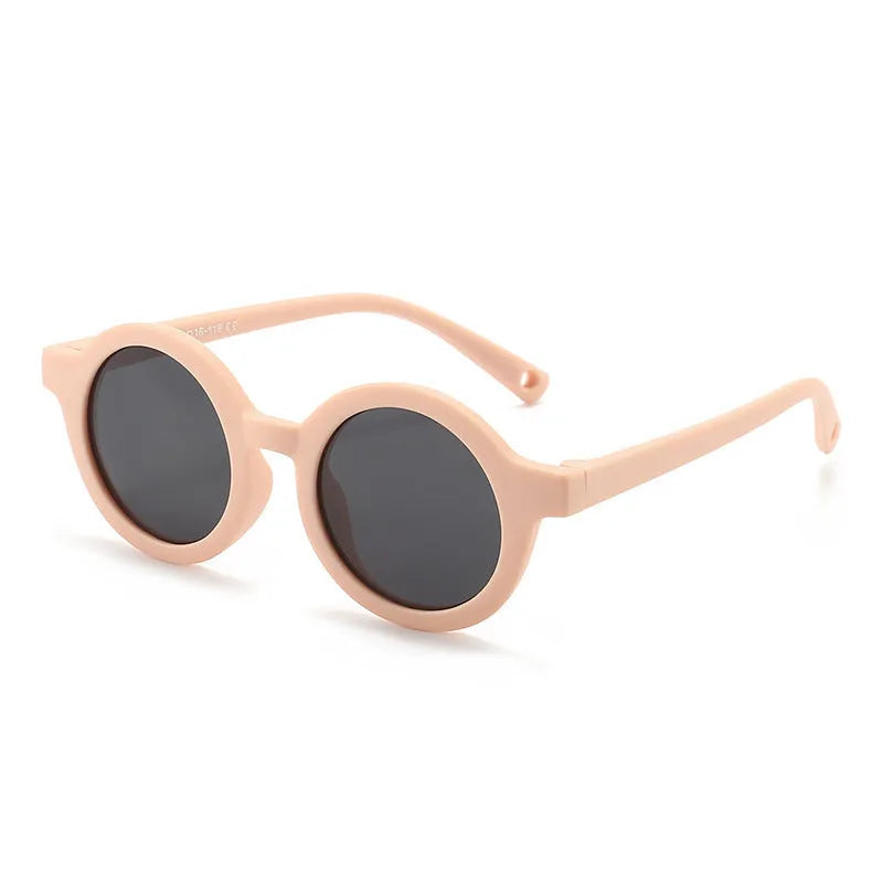 Children's silicone sunglasses for 0-3 year olds with round frames and UV400 protection