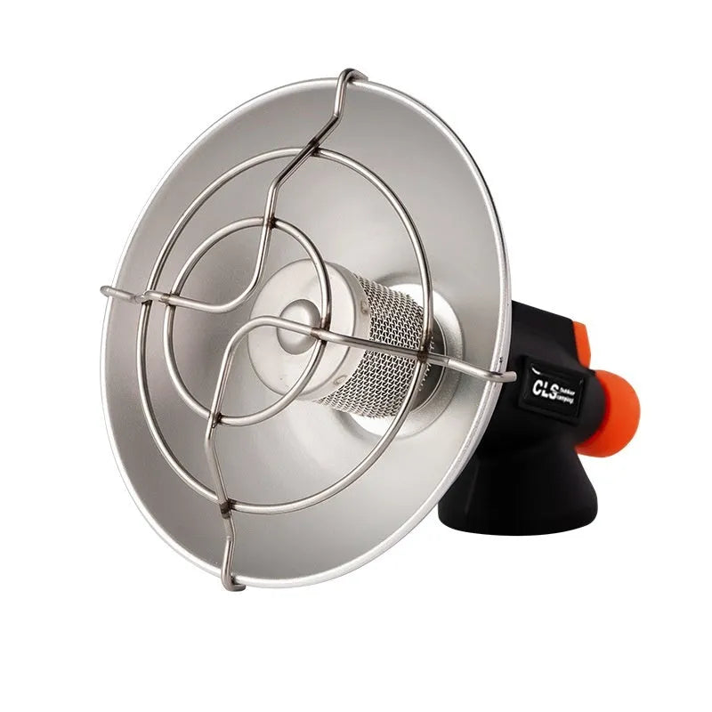 Black and orange portable heating stove for outdoor camping with automatic ignition