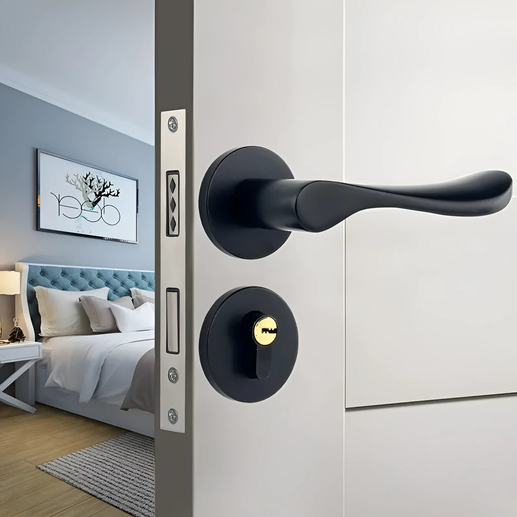 Aluminium alloy split magnetic door lock handle for timber doors in multiple style options