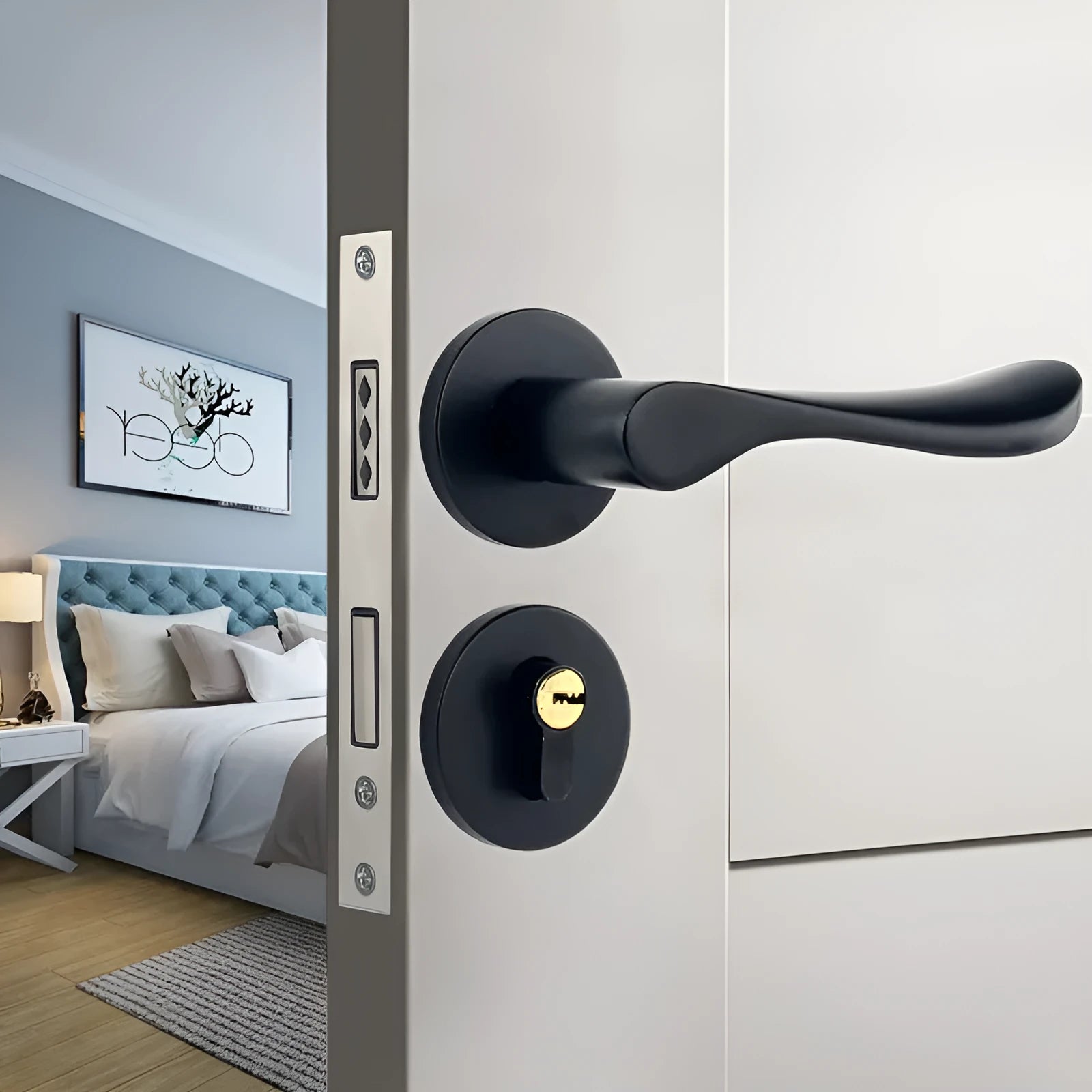 Aluminium alloy split magnetic door lock handle for timber doors in multiple style options