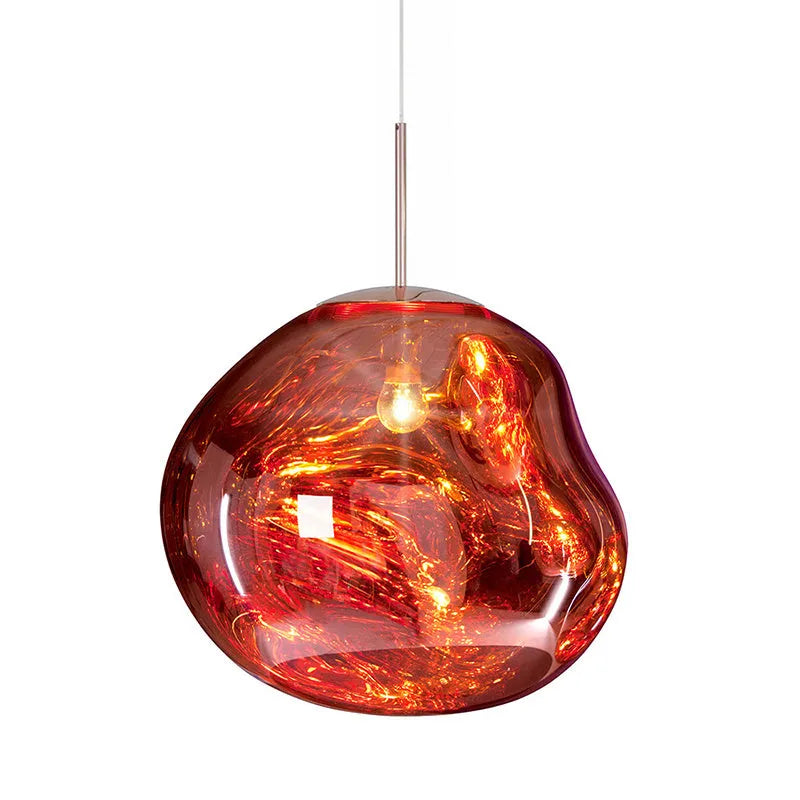 Post-modern Nordic irregular glass lava lamp chandelier in gold, silver, or red copper finish
