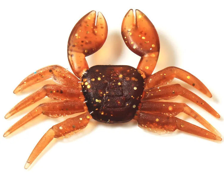 PVC software artificial crab fishing lure in red and brown, measuring 8cm in length.