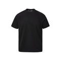 Loose-fit short sleeve top with textured air layer stitching in black.
