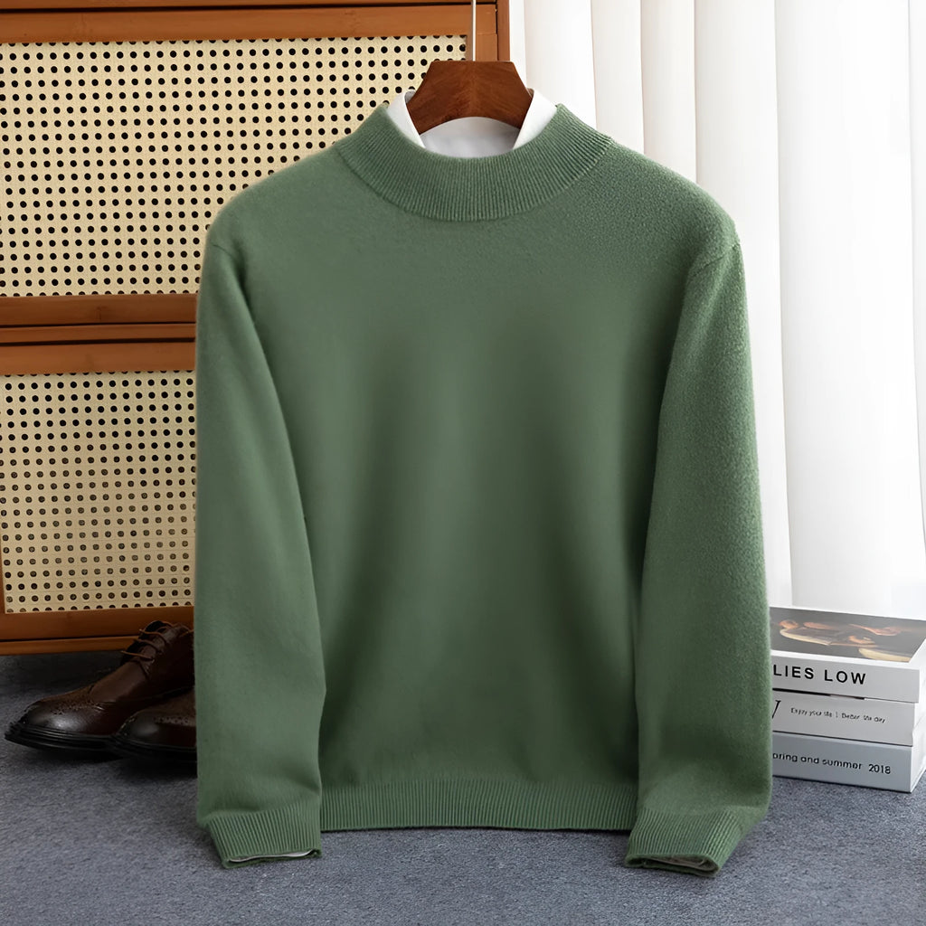 Men's half-collar wool sweater in loose fit winter knitwear available in multiple colours