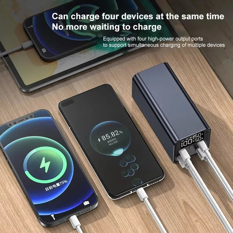 Black high-power 65W 20000mAh metal power bank for laptop charging
