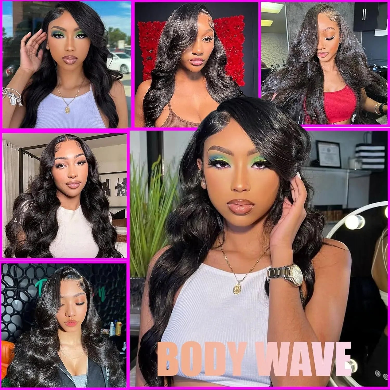 Black medium-long curly synthetic wig on a full-head mesh base.