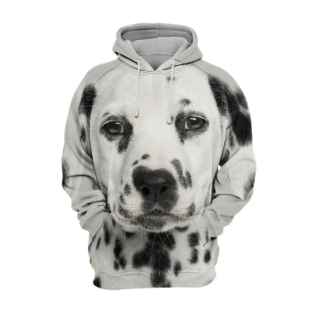 Animal dog print winter hoodie for men loose pullover polyester sportswear