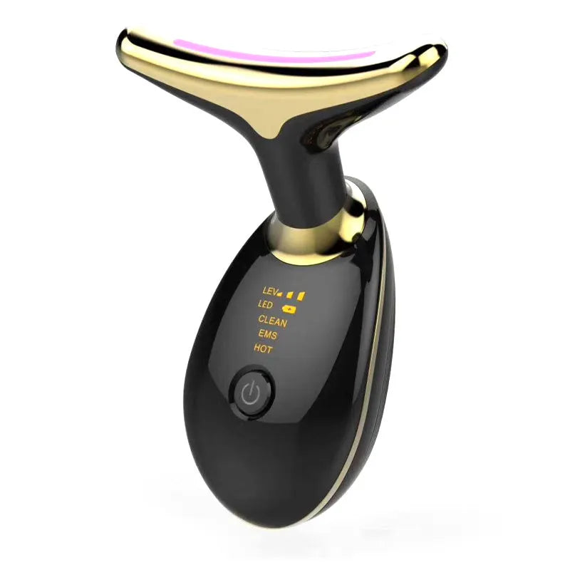 ES-1081 EMS thermal neck massager with LED lights for skin tightening and wrinkle care.