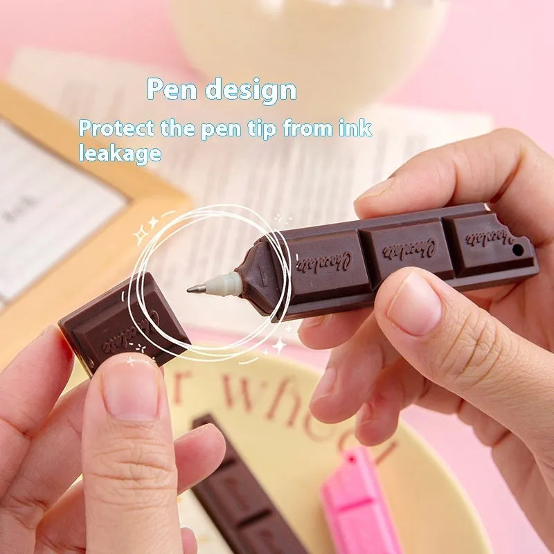 Chocolate ballpoint pen with cartoon food design and 0.5mm writing tip