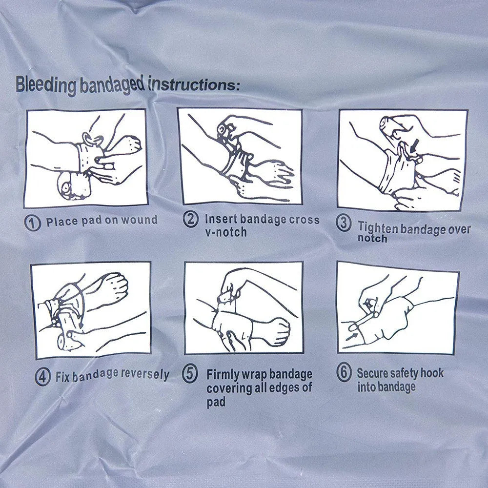 Military-grade hemostatic bandage in 4 inch and 6 inch sizes with sterile tactical gauze tape for emergency haemorrhage control