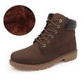 Pink men's Martin boots with velvet lining, flat bottom, and front lace-up design