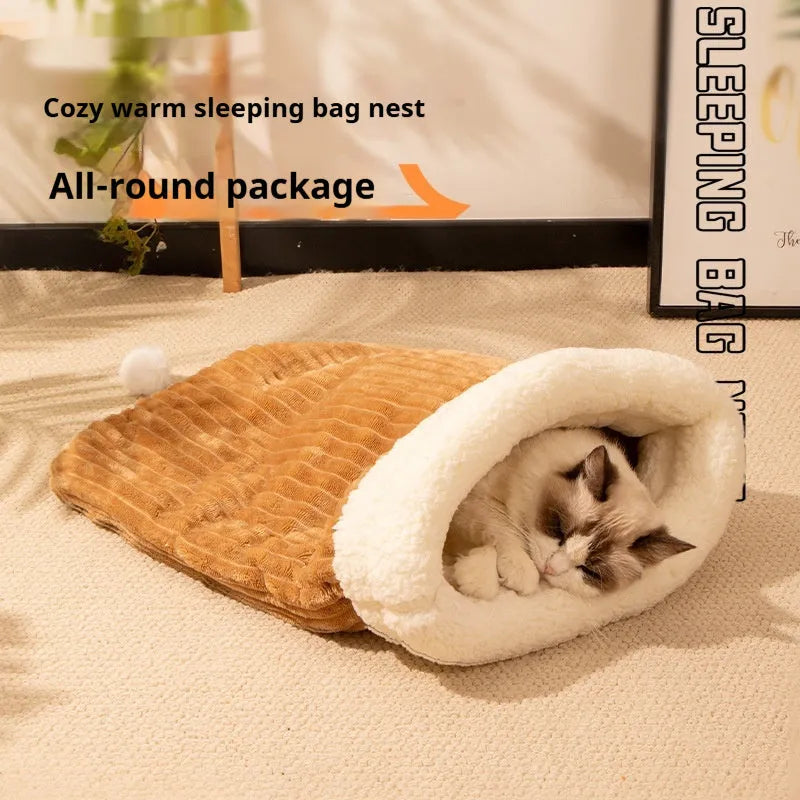 50x40cm flannel cat sleeping bag nest in Trojan, rabbit, or striped designs
