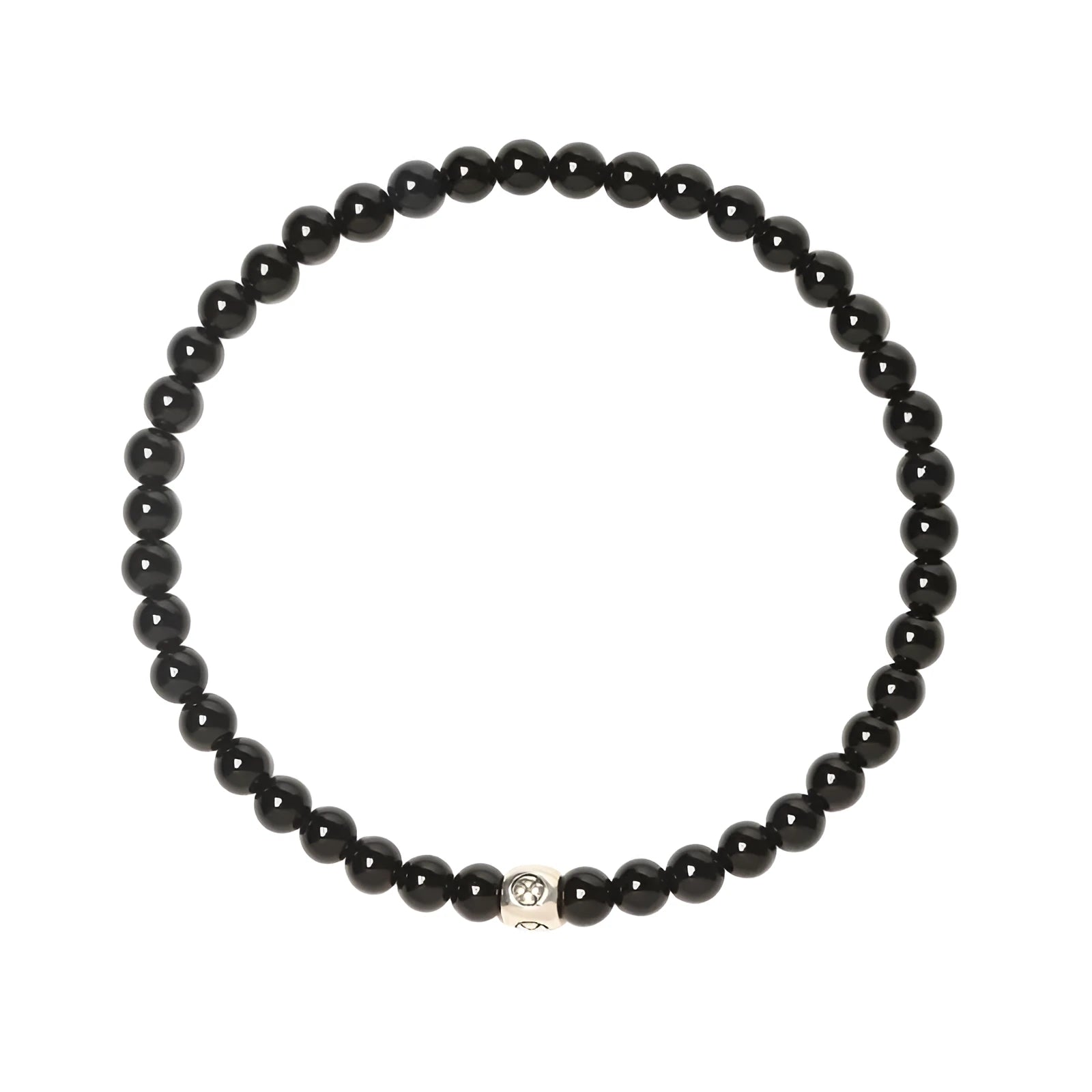 Geometric bead bracelet with Obsidian, Agate and Blue San stones in 4mm size