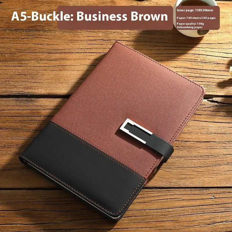 A5 notebook with soft PU leather cover and wood-free paper pages in multiple colour options