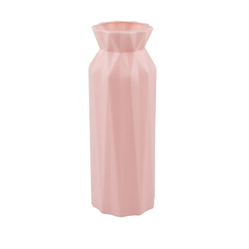 PE plastic melamine vase with 7.2 cm base in green, grey, pink, or white colours