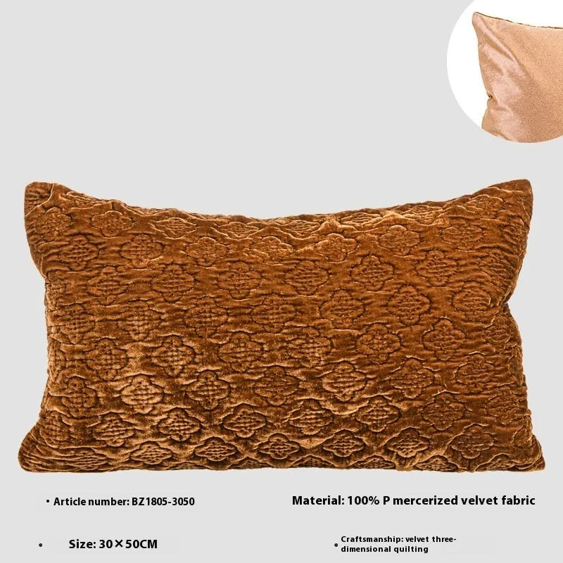 Brown gold antique Chinese style quilted cushion in 50x50cm square and 30x50cm waist pillow sizes