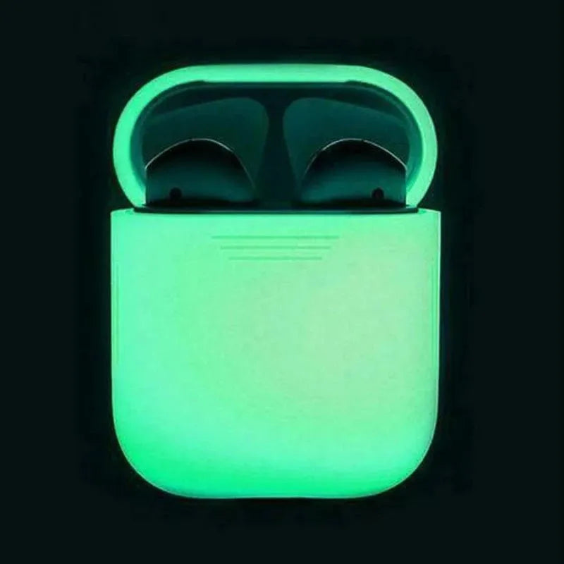 Luminous solid colour silicone flip-top protective case for AirPods wireless earphones.