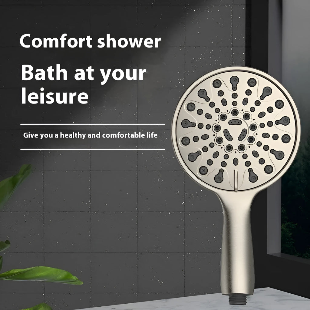 Chrome handheld shower head with six spray function selector