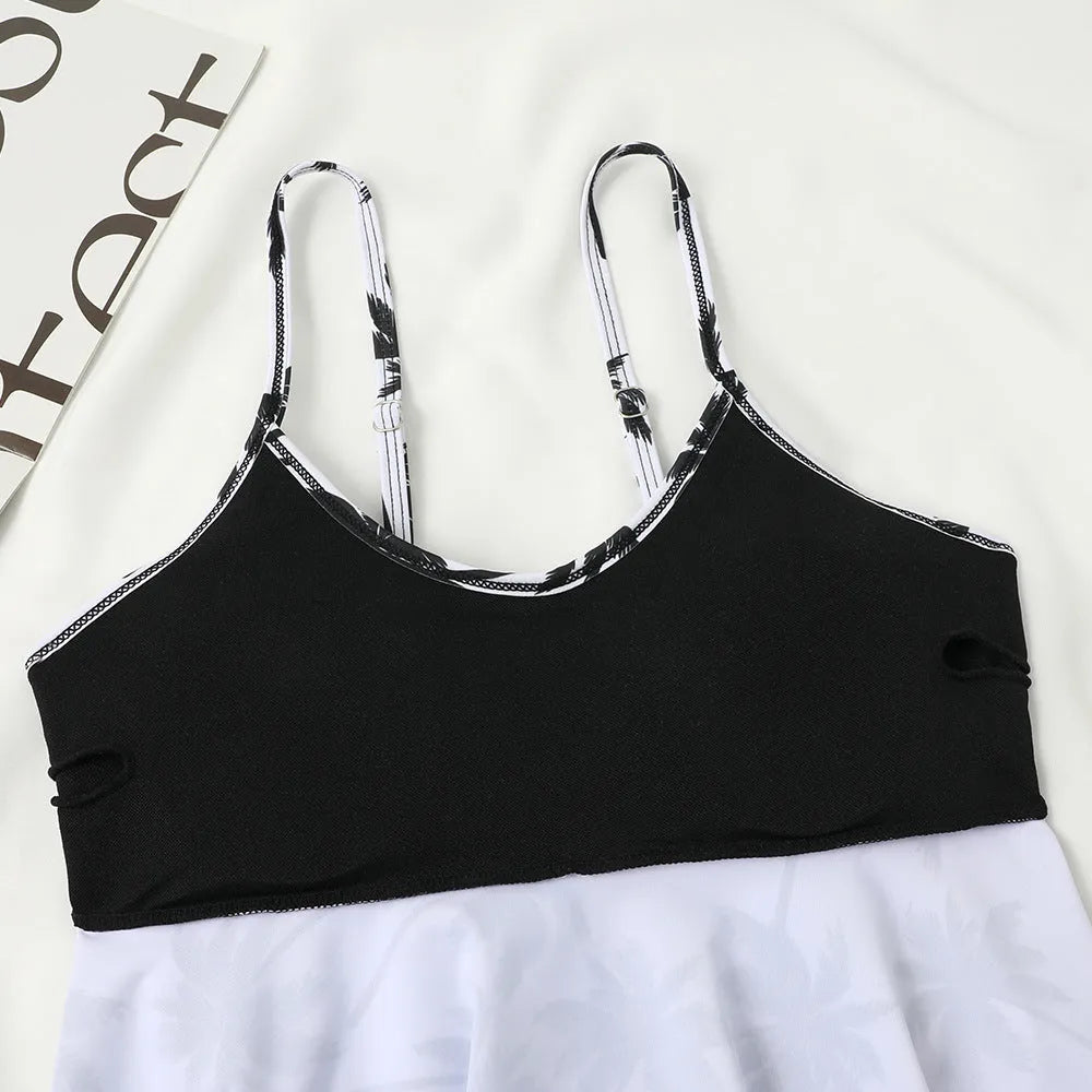 High-waist double-layer women's swimsuit with briefs style and polyester fabric
