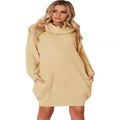 Women's loose lapel pullover sweater in imitation cashmere with colour block panels and chest pockets.
