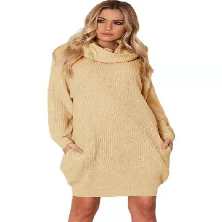 Women's loose lapel pullover sweater in imitation cashmere with colour block panels and chest pockets.
