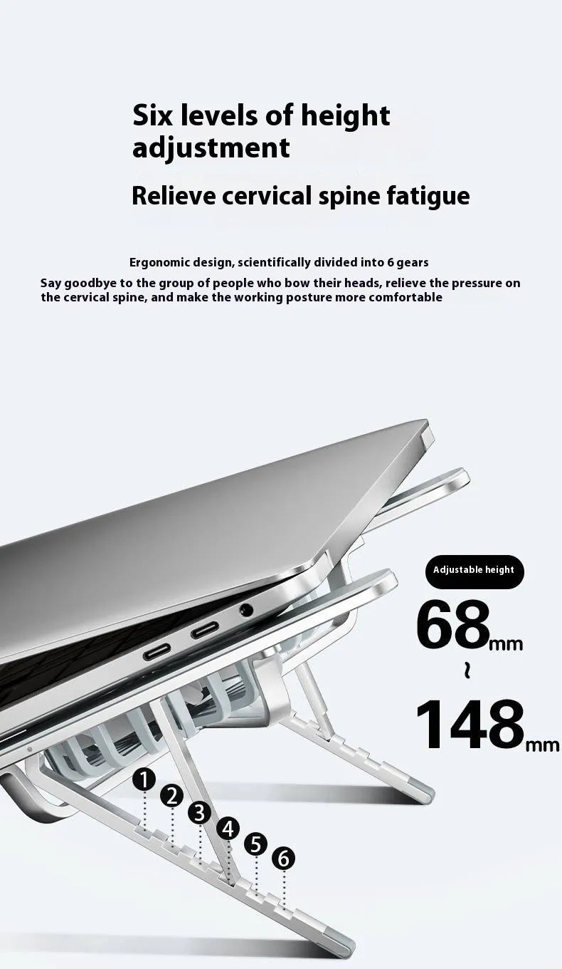Silver aluminium alloy laptop cooling stand with twin fans in folded position