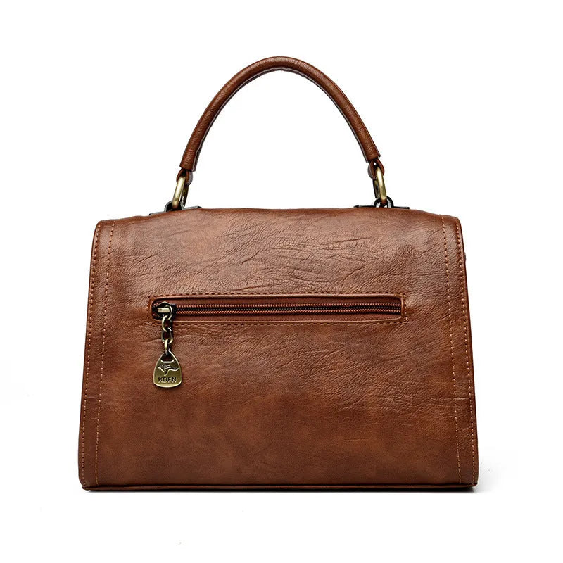 Soft PU leather women's crossbody bag in horizontal square shape with retro styling