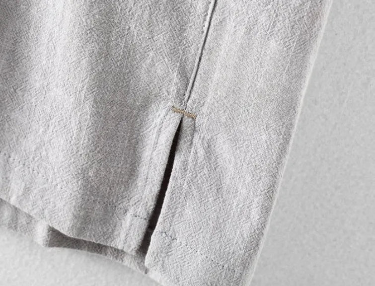 Men's loose fit linen casual shirt in solid colours including milky white, navy blue, light grey, and sky blue