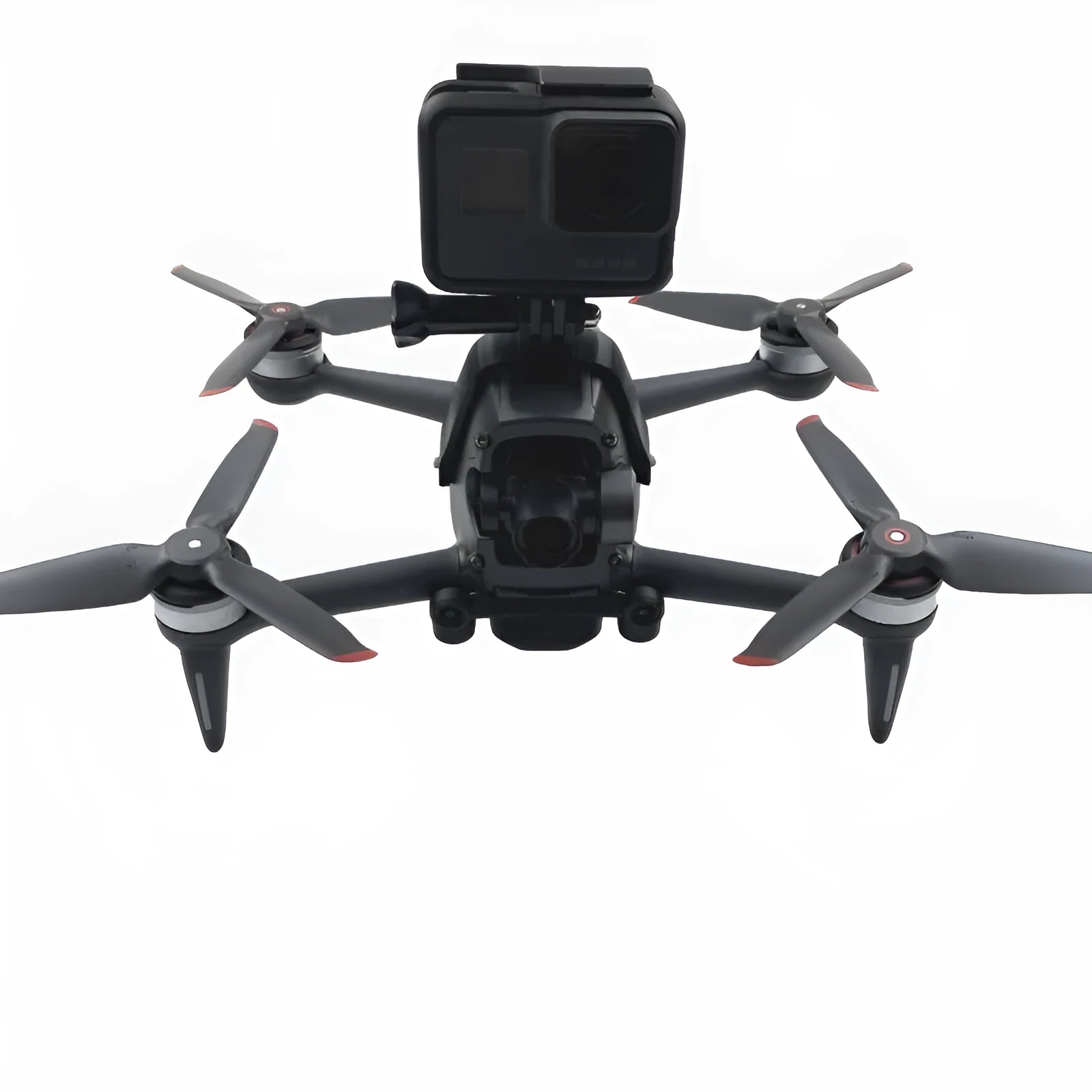 Black FPV drone expansion bracket for panoramic camera mounting with GoPro connector
