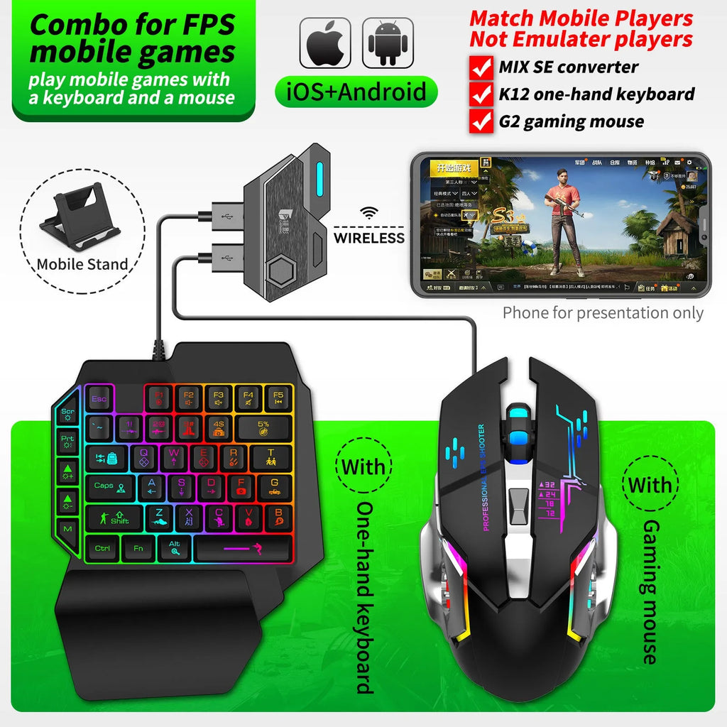 Gamwing keyboard mouse converter for mobile gaming with USB interface and ABS housing