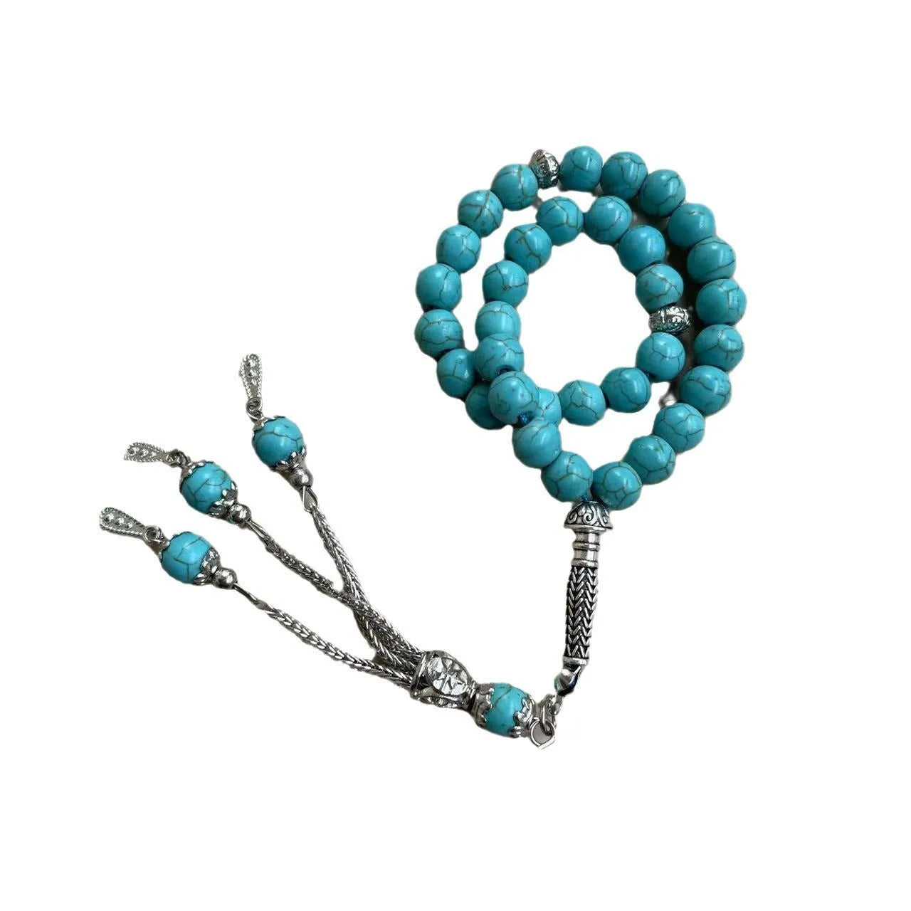 Sky blue stone Muslim prayer bracelet with 8mm beads for daily dhikr counting