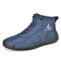Retro high-top casual boots in beige with elastic side closure and round toe