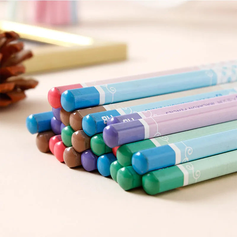 Basswood thermal transfer pencil with six angle rod design and HB hardness graphite in barrel packaging