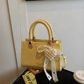 PU crossbody small square bag in horizontal square shape with spliced design