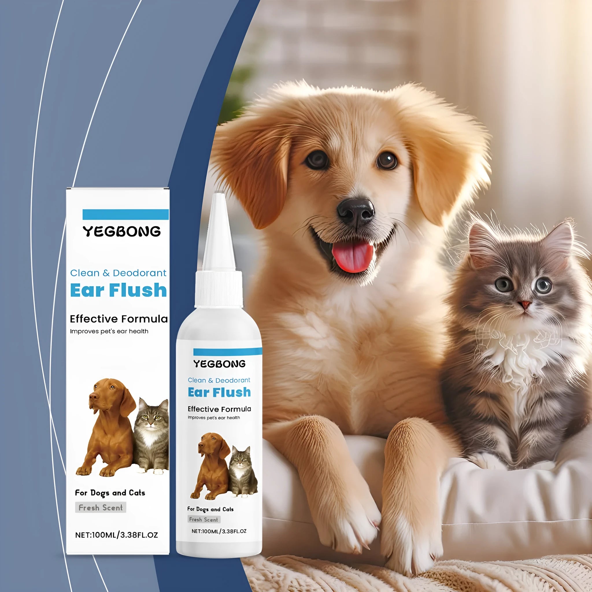 100ml bottle of dogs and cats ear cleaner liquid for gentle earwax removal