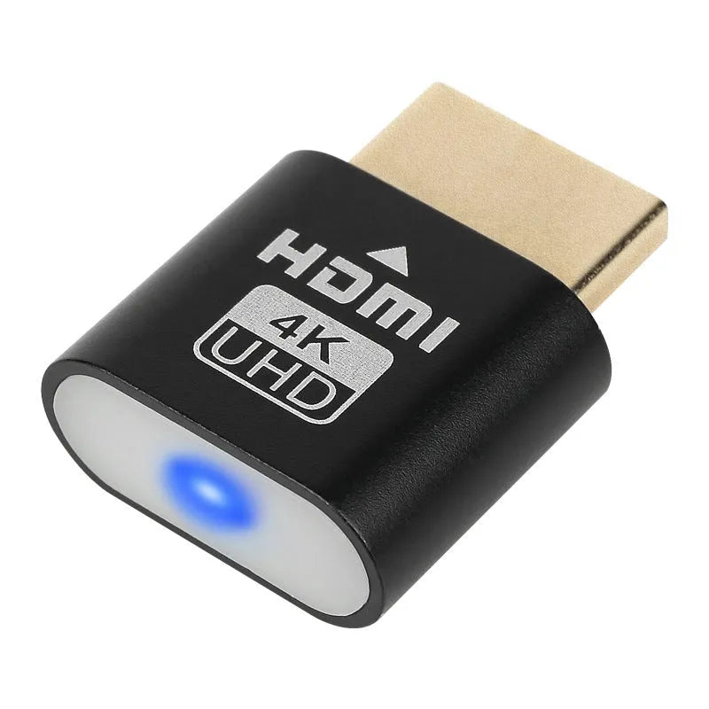 Compact HDMI graphics card dummy plug in gold, silver, black, gray, or rose gold finish for virtual display emulation.